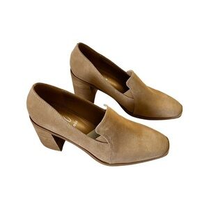 NEW JOIE Square Toe Pumps Loafer Suede Tan sZ 8.5